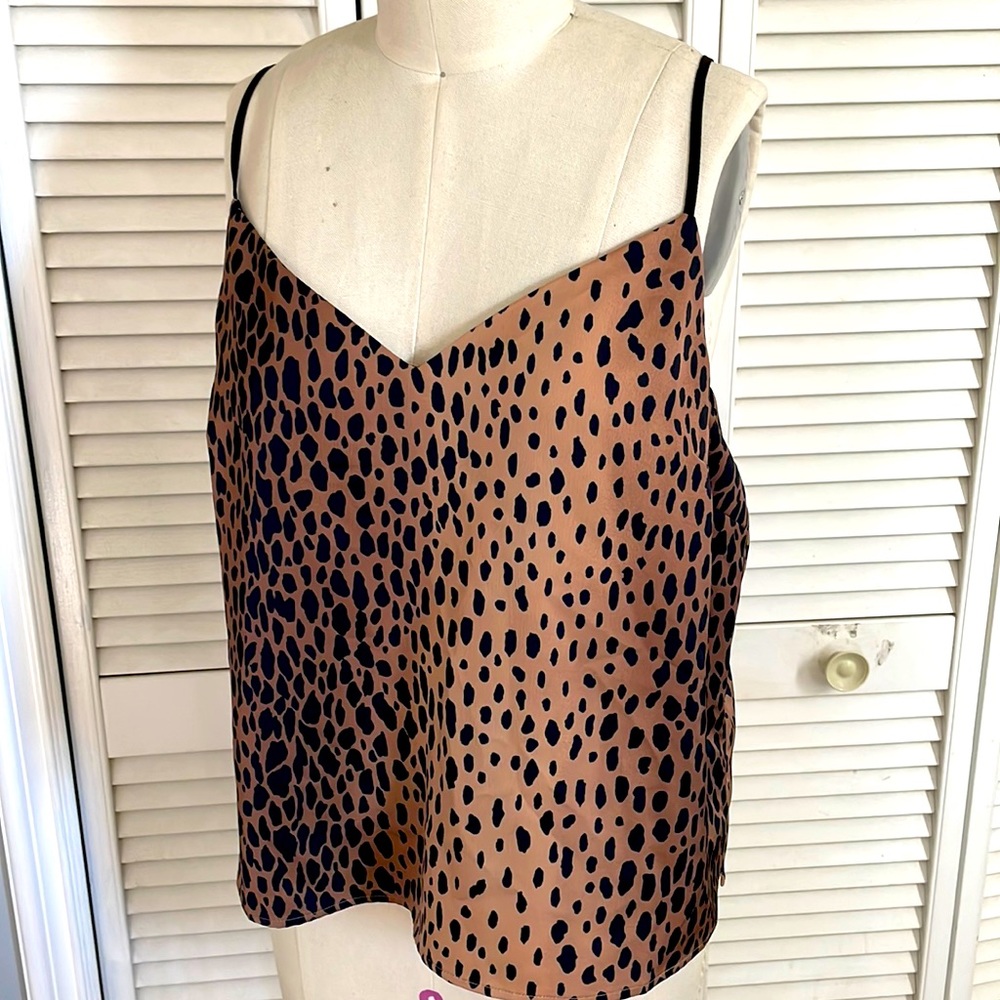 Good American Leopard Blouse thin adjustable strap v-cut